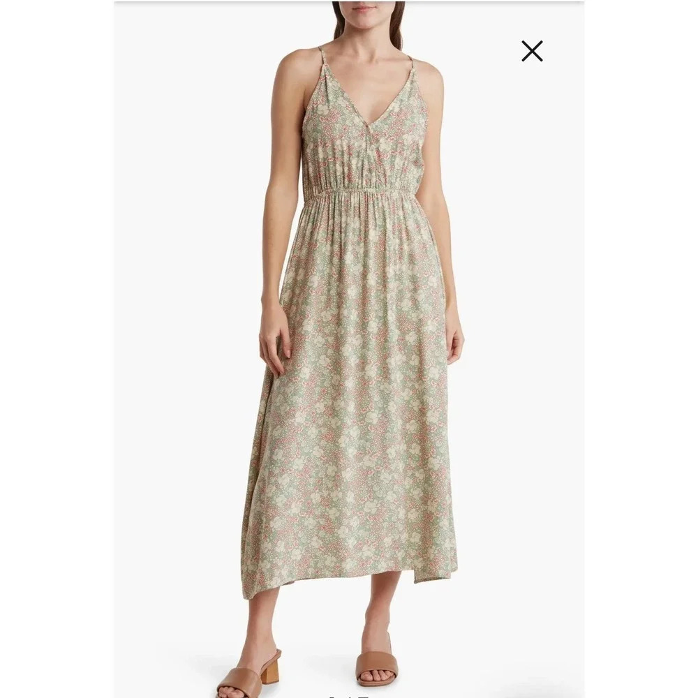 Velvet Torch Women's Floral Print Open Back Midi Sun Dress Size XS Multicolor